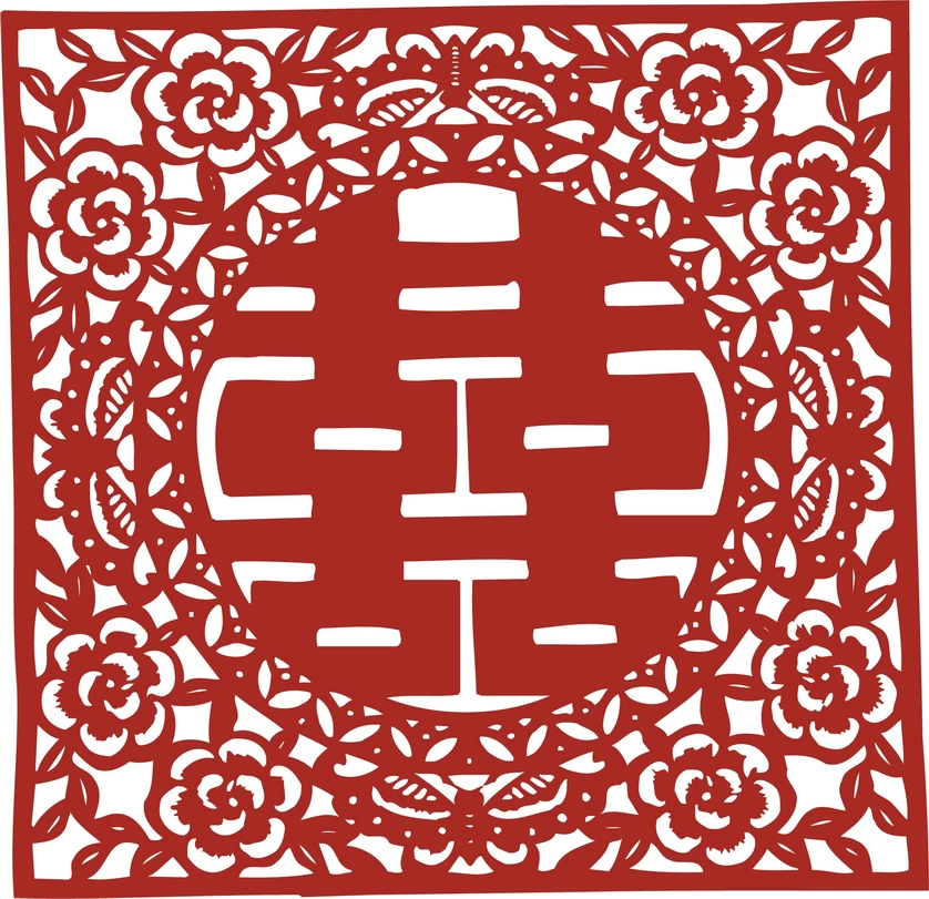 中国风中式传统喜庆民俗人物动物窗花剪纸插画边框AI矢量PNG素材【969】